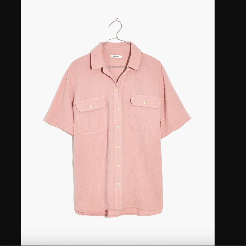 Madewell Lightspun Short-Sleeve Flap-Pocket Shirt in Wisteria Dove S - Picture 4 of 8